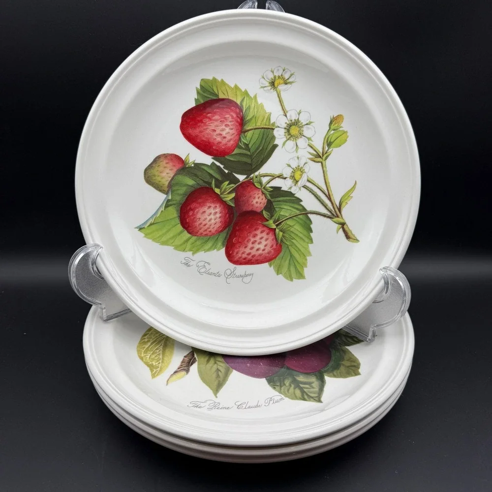 Portmeirion Pomona Dinner Plates Set 4 Fruit Botanical Cottagecore Strawberry